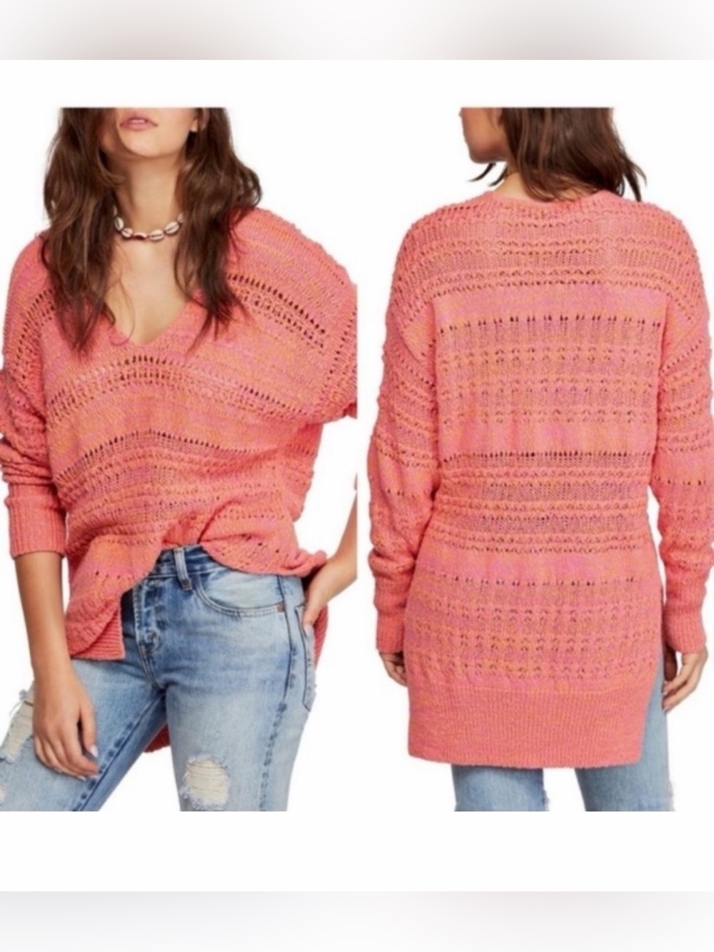 Free People Hot Tropics Paloma long loose knit sweater